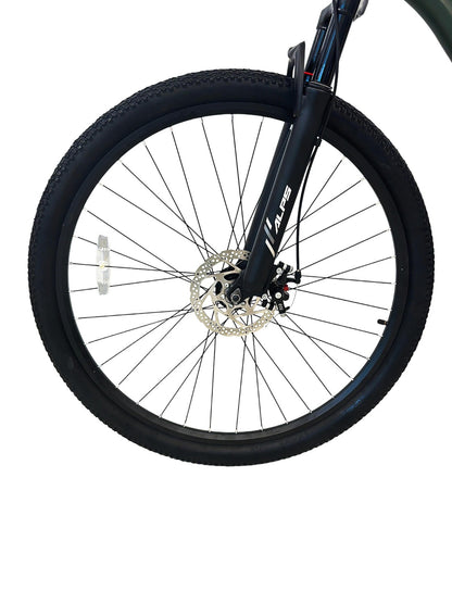 Experience the perfect combination of style, strength, and performance with this sleek green mountain bike. Featuring a sturdy frame, powerful front suspension, wide Kenda tires, and front and rear disc brakes, it’s designed for smooth handling and reli