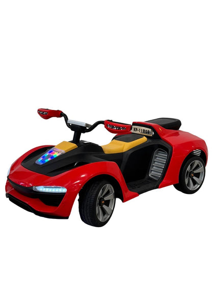 Give your little driver an unforgettable driving experience with this stylish white and black electric ride-on sports car. Featuring a sleek, sporty design, eye-catching LED headlights and taillights, sporty alloy-style wheels, and a comfortable single-se