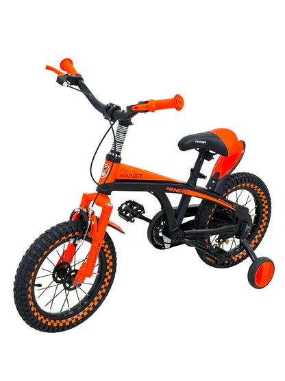Give your little champion an exciting ride with this eye-catching WINNER kids’ bicycle! Featuring a vibrant neon yellow and blue design, a sturdy frame, chunky tires, and training wheels for extra balance and stability. Perfect for outdoor adventures, fam