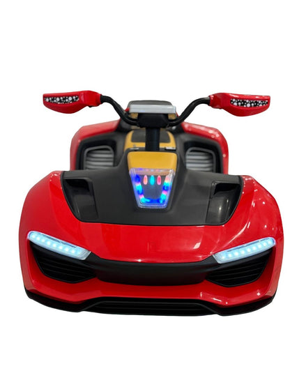 Give your little driver an unforgettable driving experience with this stylish white and black electric ride-on sports car. Featuring a sleek, sporty design, eye-catching LED headlights and taillights, sporty alloy-style wheels, and a comfortable single-se